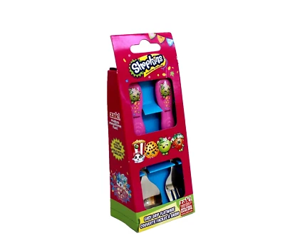Colher e garfo de talheres Shopkins Easy Grip rosa NOVO - Imagem 1 de 3
