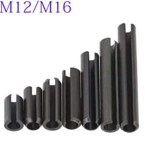 M12 M16 Black Carbon Steel Spring Tension Pins Split Dowel Sellock Roll Pin - Picture 1 of 4