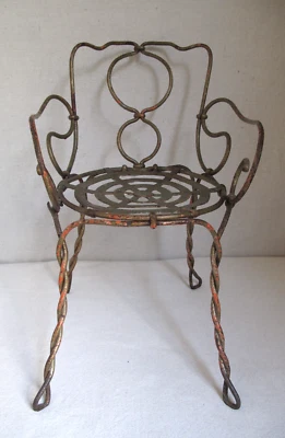 Antique Childs Twisted Iron Arm Chair French Hard to Find Exceptional Design - Image 1 of 4