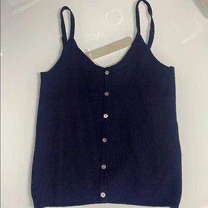 New! One Grey Day Navy Cotton Tank Top Size Medium Retail $98 - Picture 1 of 8