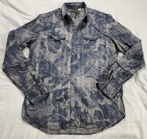 Diesel Dress Shirt Mens XL Grunge Abstract Filigree Black Button Vintage Y2K - Picture 1 of 13