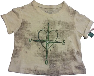 Disney Compass  "L-O-V-E"  Heart Graphic T-Shirt Size Small Short Sleeves Cuffs - Picture 1 of 18