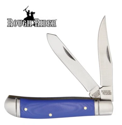 Navaja de bolsillo Blue Mule Mini Trapper asas azules cuchillos Rough Rider Foto 1 de 3