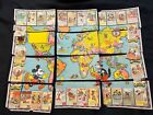 Vintage Mickey Mouse Globe Trotters Bread Trading Card Set W/ Map 1937