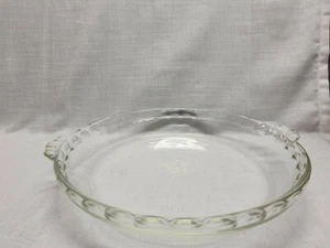 PYREX #229 9.5” Clear Glass Baking Pie Plate Dish w/ Fluted Edges/ Handles - Foto 1 di 2