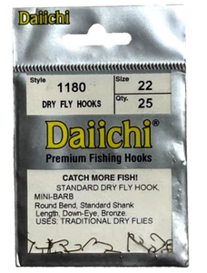 Daiichi Style 1180 Dry Fly Hooks Size 22 Bronze 25 Count Package - Picture 1 of 10