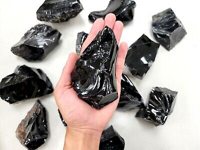Large Raw Black Obsidian Stones Rough Natural...