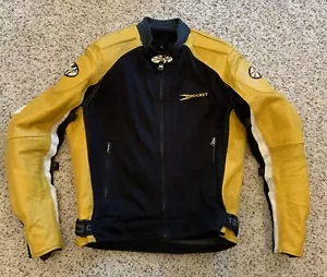 Vintage Joe Rocket Motorcycle Jacket (Med) Yellow Leather Black Mesh with Liner - Picture 1 of 23
