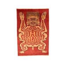 Tibetan Tantric flayed man rug — 4'1 x 6