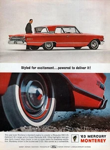 Mercury Monterey S-55 Marauder 1963 2 puertas techo rígido anuncio original impreso en color - Imagen 1 de 1