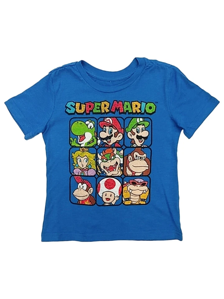 Super Mario Boys Blue Mario Donkey Kong Bowser T-Shirt Yoshi Tee Shirt 6 - Image 1 of 1