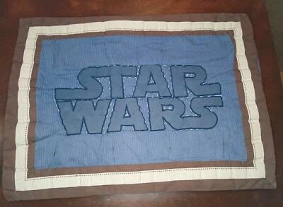 POTTERY BARN KIDS QUILTED "Star Wars" PILLOW SHAM ~ NAVY, BROWN - Image 1 of 4