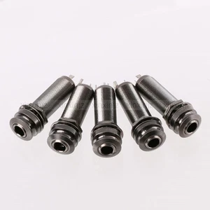 5PCS Cylinder Guitar Bass End Pin Output Jack 1/4" Mono Brass NICKLE 6306 - Picture 1 of 4