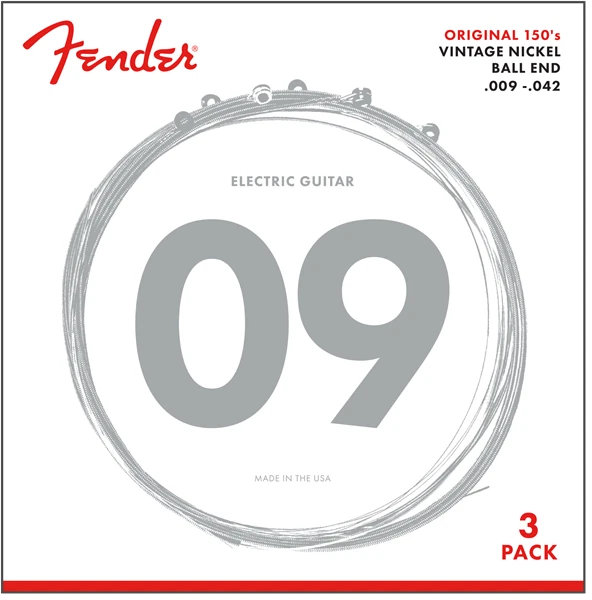 3-PACK of Fender 150L Pure-Nickel Electric Guitar Strings - LIGHT 9-42 - Image 1 of 2