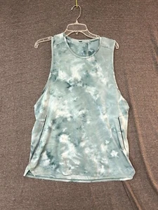 Lululemon Fast Tank Top Men's Large Blue Tie Dye Pleated Performance Pullover - Picture 1 of 6