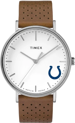 Womens Timex Indianapolis Colts Watch Bright Whites Leather Cover