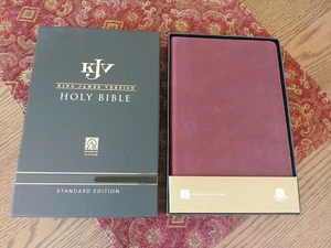 KJV Genuine Cowhide Bible ~ Thumb Indexed ~ Burgundy Leather NEW in box  - Picture 1 of 9