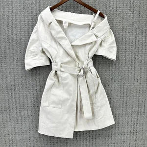 Cinq a Sept Womens Milly Asymmetrical Utility Mini Denim Dress Cream Size 6 - Picture 1 of 12