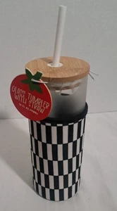 16 Unzen Glas Becher mit Strohhalm und Deckel - - Bild 1 von 7