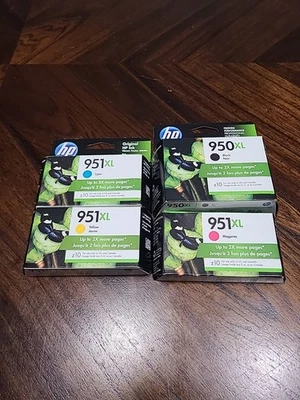 Juego 4 cartuchos de tinta nuevos genuinos sellados de fábrica HP 950XL 951XL KCMY 2020-2024 Foto 1 de 4