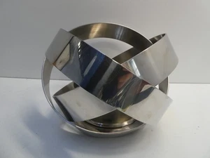 VINTAGE DANISH GEORG JENSEN STAINLESS STEEL CANDLE HOLDER - Picture 1 of 10