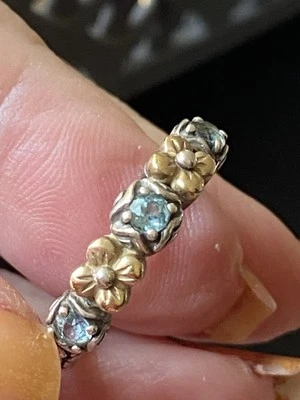 💜Anillo Barbara Bixby Oro de Ley 18k Talla 8 Topacio Azul Foto 1 de 4