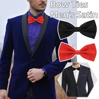 Men's Solid-Color Bow Tie Double Layer Bow Tie for Wedding, Fashionable Ba D3P7 - Image 1 of 4
