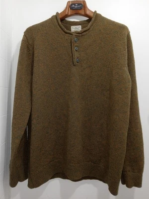 L.L. Bean Mens Sweater XL -Reg Green/Brown Item#505666 💯 cotton 1/4 Button - Image 1 of 4