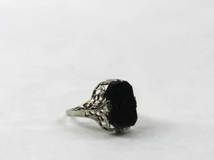 Antiguo anillo de filigrana de plata de jaspe para mujer - Imagen 1 de 5