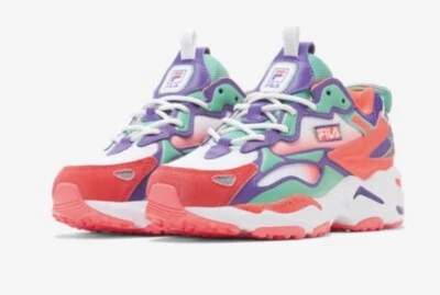FILA Big Kids Talla 4 Ray Tracer Apex Fiery Coral Blanco Eléctrico Púrpura NUEVO Foto 1 de 4