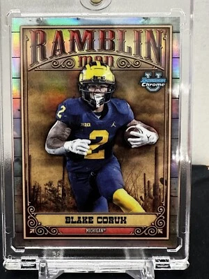 Blake Corum 2023 RC Bowman Chrome University Ramblin' Man  #RM-8 Michigan - Image 1 of 2