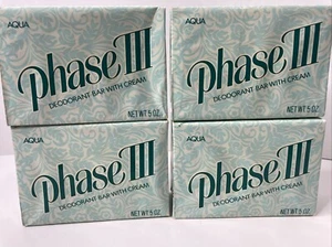 Vintage Aqua Phase III Soap (4 Bars Total) 5 Oz Bath Size Bars NOS New USA Prop - Picture 1 of 16