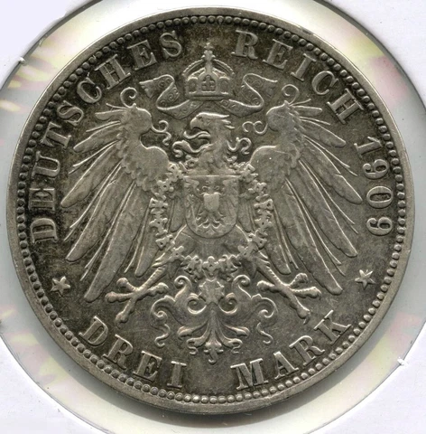 1909-A Germany Prussia Silver Coin Drei 3 Mark - Wilhelm II - C873 Cover