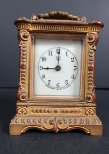 ANTIQUE WATERBURY CARRIAGE CLOCK PAT. 1890 TO 1891 ORNATE VICTORIAN CHIME BEVEL - Picture 1 of 13