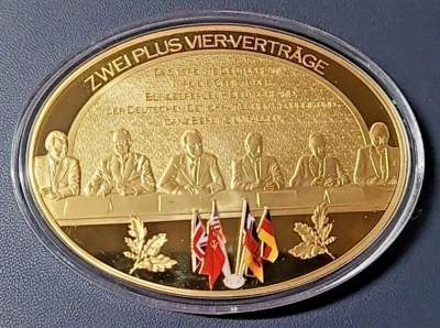 (s1/56)25 J. Dt.Wiedervereinigung - 2plus4-Verträge Oval Gigant Medaille 85x62mm - Bild 1 von 2