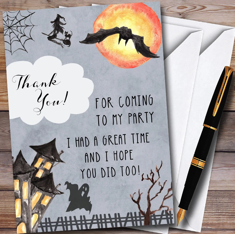 Scary Dark Night Personalised Halloween Party Thank You Cards - Image 1 of 1