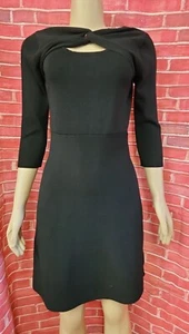 nanette lepore, keyhole,black knit dress 3/4 sleeves Size S #A - Picture 1 of 10