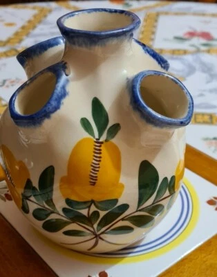 Ancienne Bouquetière Pique Fleurs CÉRAMIQUE BREIZ BRETAGNE FRANCE estampillé S J - Photo 1/4