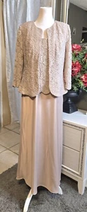 2 Piece Alex Evenings Gown Beige Sparkly Dry Cleaned Sz 8 - Picture 1 of 6