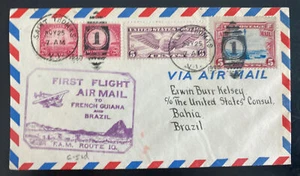 1930 St Thomas Virgin Islands First Flight Airmail Cover To Bahia Brazil FAM 10 - Picture 1 of 2