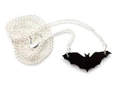 Miniblings Collana Vampiro Pipistrello Halloween 45Cm Acrilico Acrilico Nero - Immagine 1 di 4