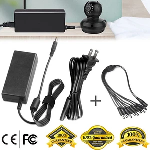 DVR 8 Split Power Cable +DC 12V 5A Power Supply Adapter for CCTV Security Camera - Picture 1 of 13