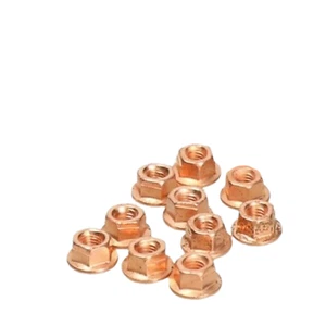 10 Copper Nuts M6 x 1.0 Bend Waistband SW 10 Cu Nut Exhaust Self Securing - Picture 1 of 7