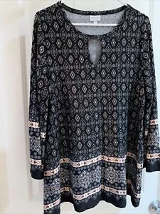 Avenue Comfortable Blouse Women Plus Size 14/16 Black  3/4 Sleeve Poly spandex - Picture 1 of 10
