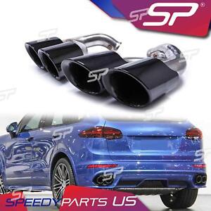 Black Exhaust Tips Tailpipe For 2015-2017 Cayenne 92A V6 V8