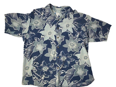 Camisa Hawaiana Con Botones Half Moon Bay Para Hombre XXL Azul Estampado Floral Usada en Excelente Condición  Foto 1 de 4