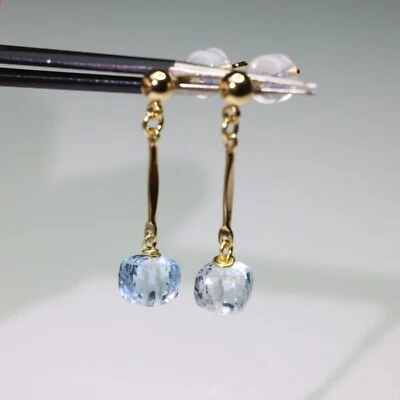 boucles d'oreilles argent en pierre précieuse fine topaze bleue véritable 2005 - Photo 1/4