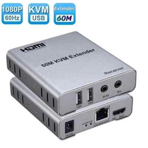 Extensor HDMI 60M KVM 1080P RJ45 Cable Ethernet Audio Video Extensión Convertidor - Imagen 1 de 11
