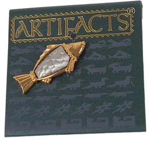 Vntg Artifacts by JJ FISH Tac Pin Mixed Metals Christian Symbol Gold/Pewter Tone - Picture 1 of 4