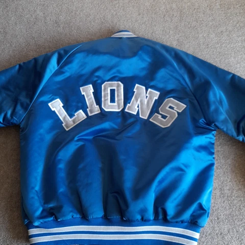 Vintage Detroit Lions Snap Button Jacket  Adult L NFL Apparel Chalk Line Men Cover